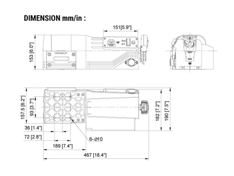 Utility Winch 5000si 机身尺寸图1