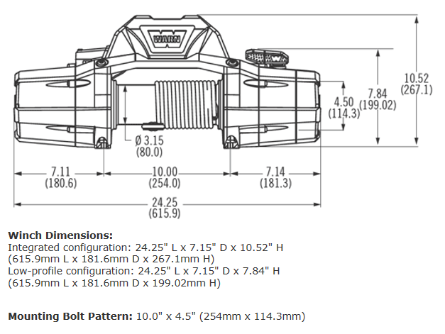 ZEON 8 Winch 机身尺寸图1