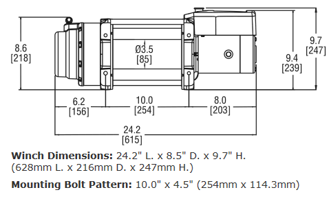 16.5ti-S Heavyweight Winch 机身尺寸图1
