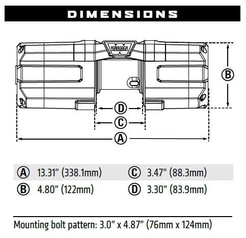 AXON 45RC Powersport Winch 机身尺寸图1