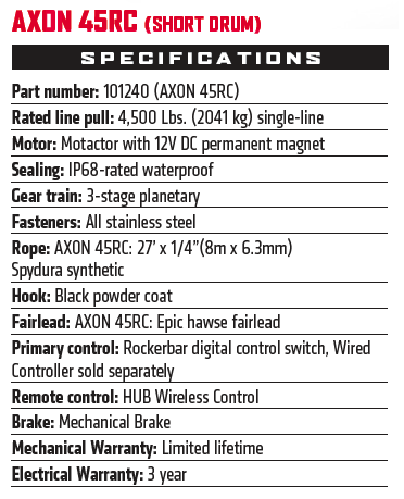 AXON 45RC Powersport Winch 技术图