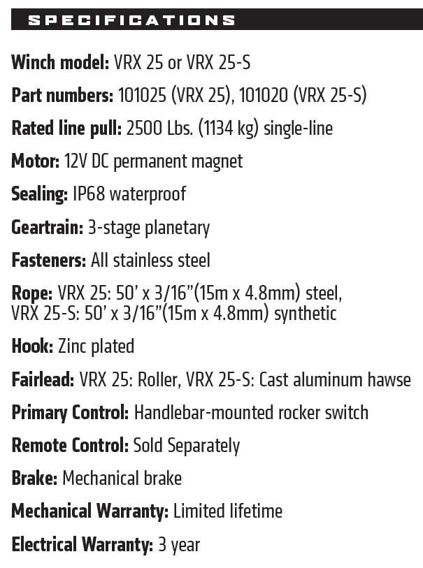 0004024 vrx 25 s powersports winch 101020 0004024 vrx 25 s powersports winch 101020
