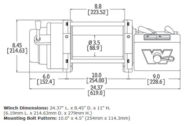 M12 12V Heavyweight Winch 机身尺寸图1