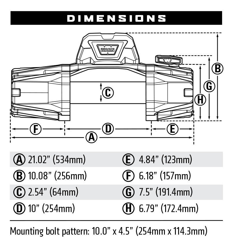 VR EVO 12-S Winch 机身尺寸图1