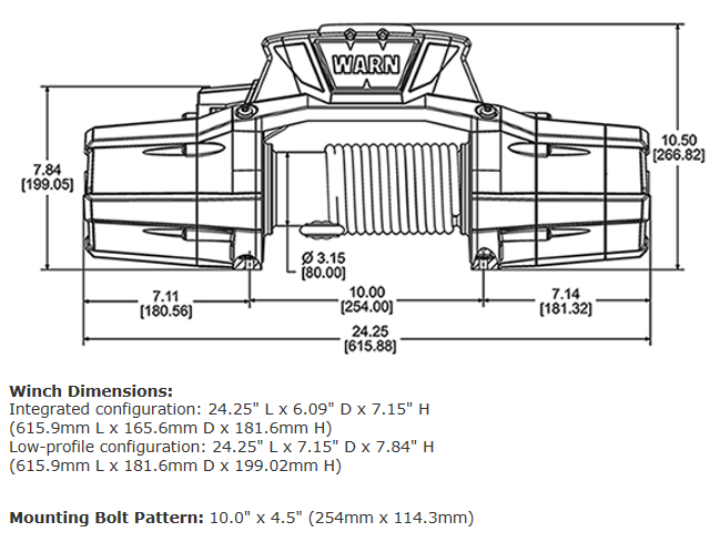 ZEON 12-S Winch 机身尺寸图1