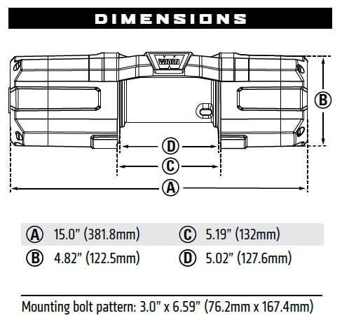 AXON 45 Powersport Winch 机身尺寸图1