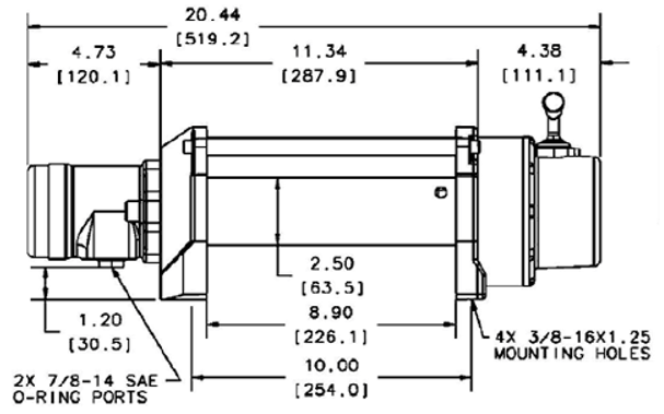 Series 6 Industrial Hydraulic Winch - 6,000 lb 机身尺寸图1