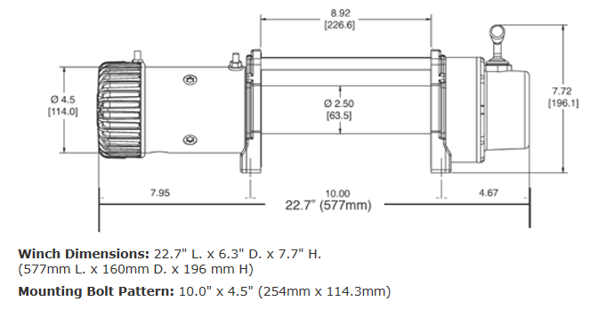 9.5XP-S Winch 机身尺寸图1