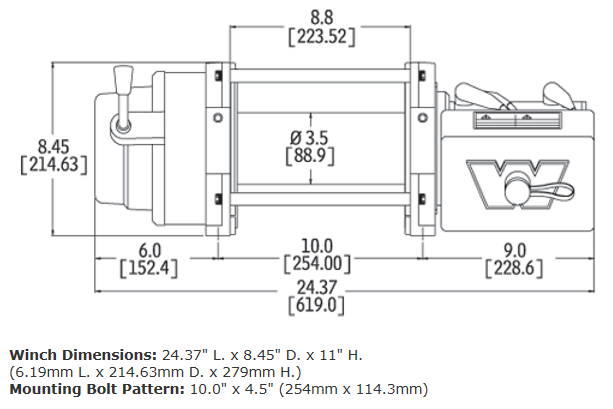 M12 24V Heavyweight Winch 机身尺寸图1
