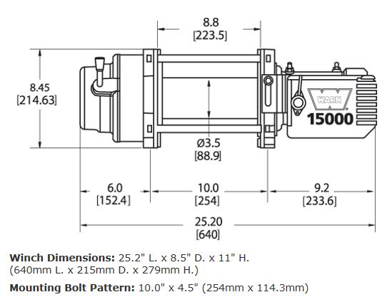 M15 24V Heavyweight Winch 机身尺寸图1