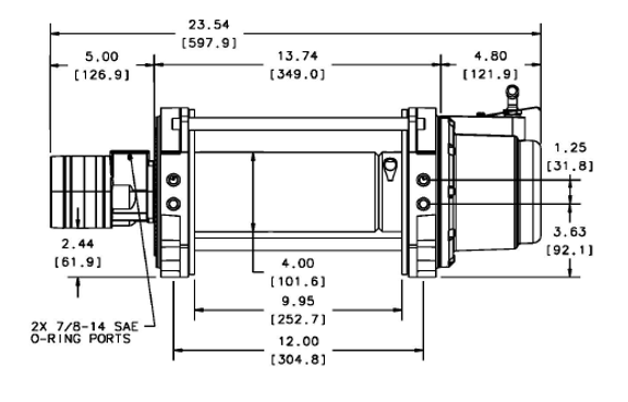 Series 9 Industrial Hydraulic Winch - 9,000 lb 机身尺寸图1
